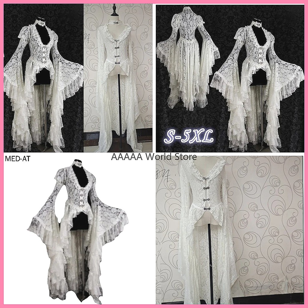 Embroidery White - Готическое белое кружевное платье в викторианском