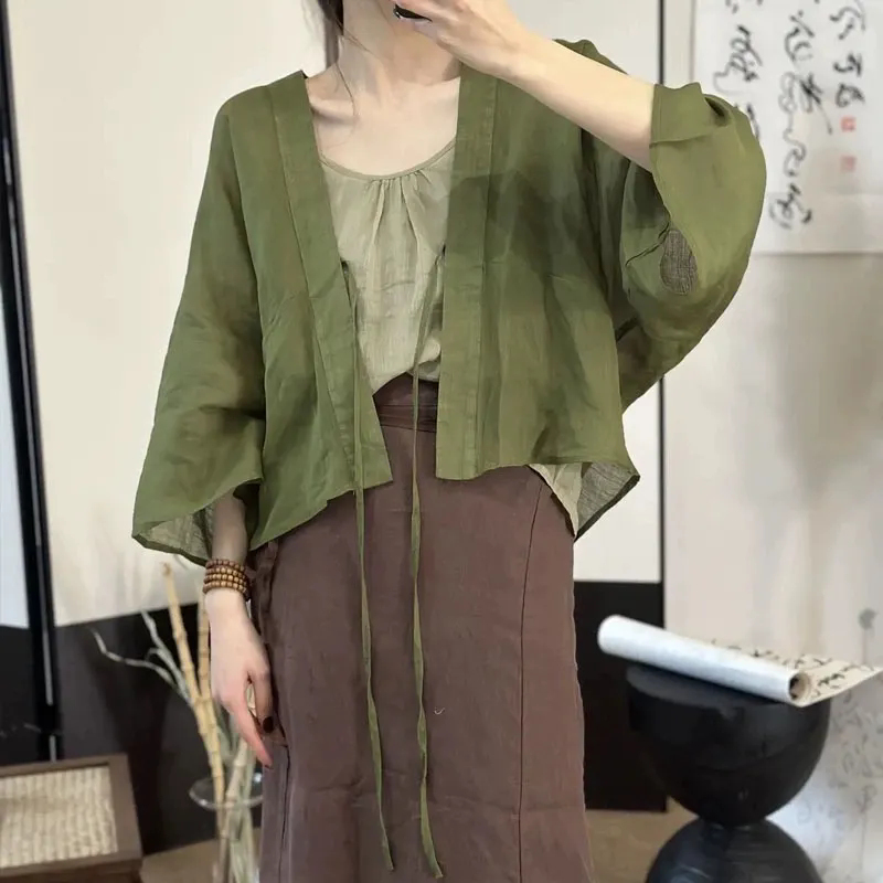 Linen Fabric Natural - Летний кардиган 2026 года: высококачественный, тонкий,