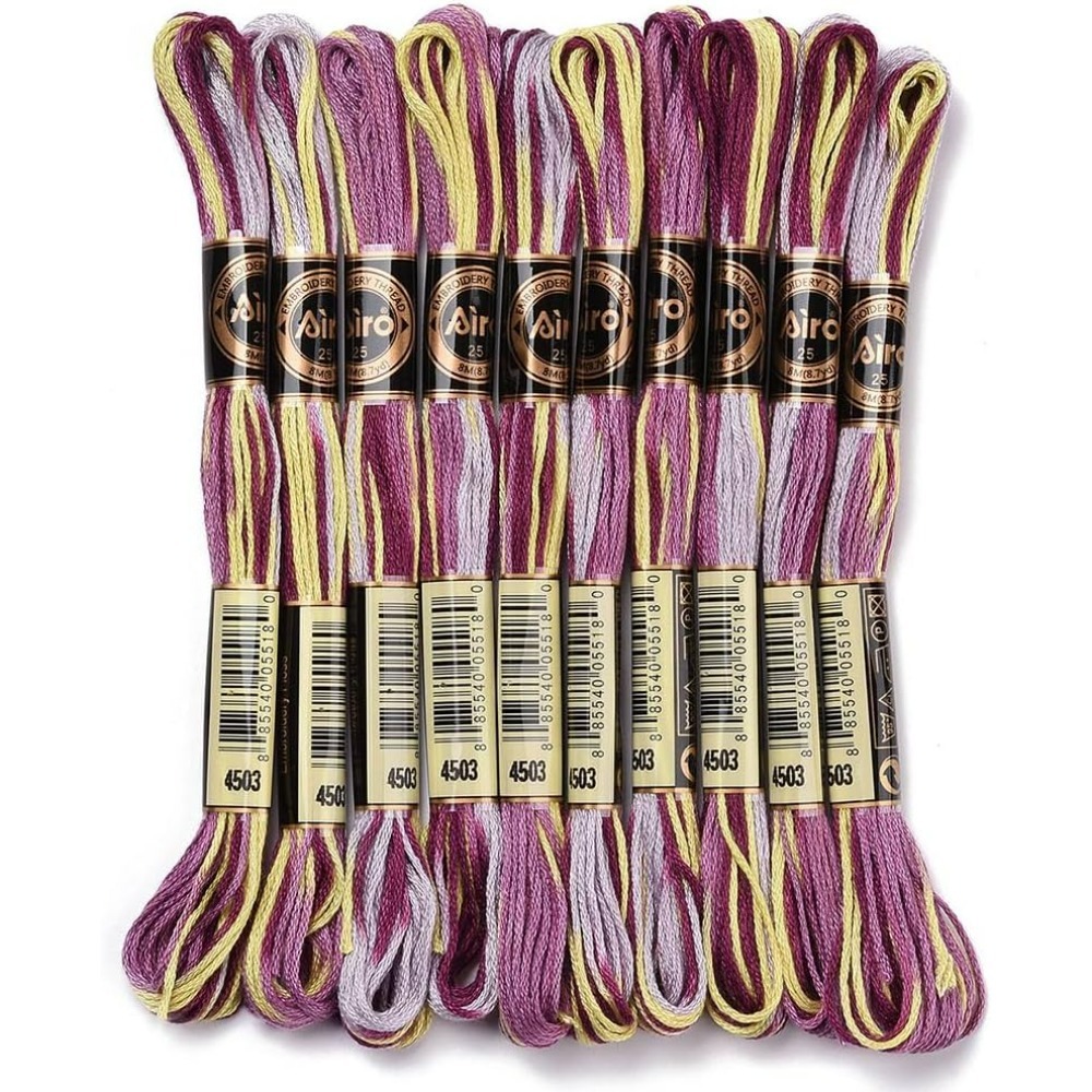 Embroidery Thread - 6-прядная фиолетовая разноцветная нить для вышивки,