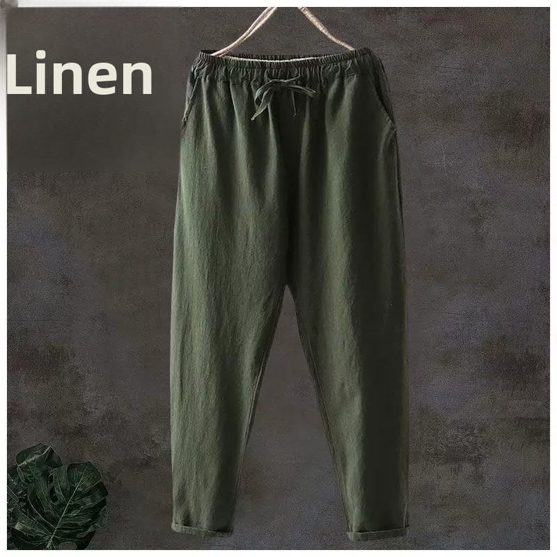 Linen Fabric Natural - Мужские повседневные брюки из чистого льна,