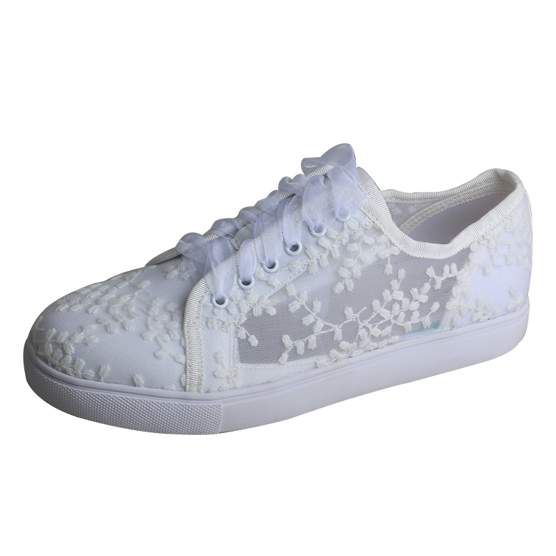 Embroidery Shoes - Белые кроссовки Wedopus для женщин, свадебные