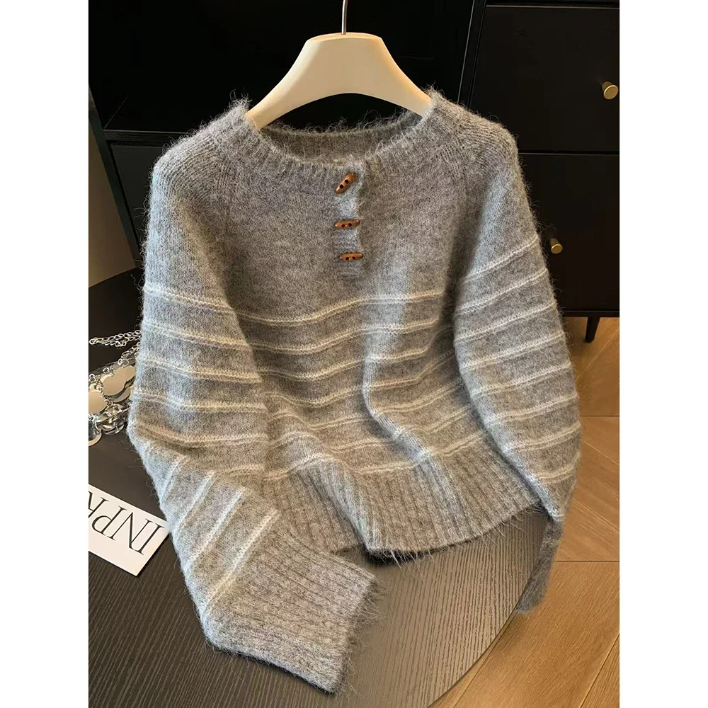 Embroidery Fashion - Женский полосатый свитер из шерсти и
