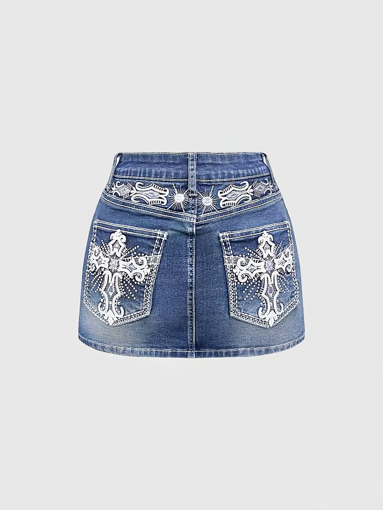 Embroidery Skirt - Новая модная повседневная джинсовая мини-юбка с