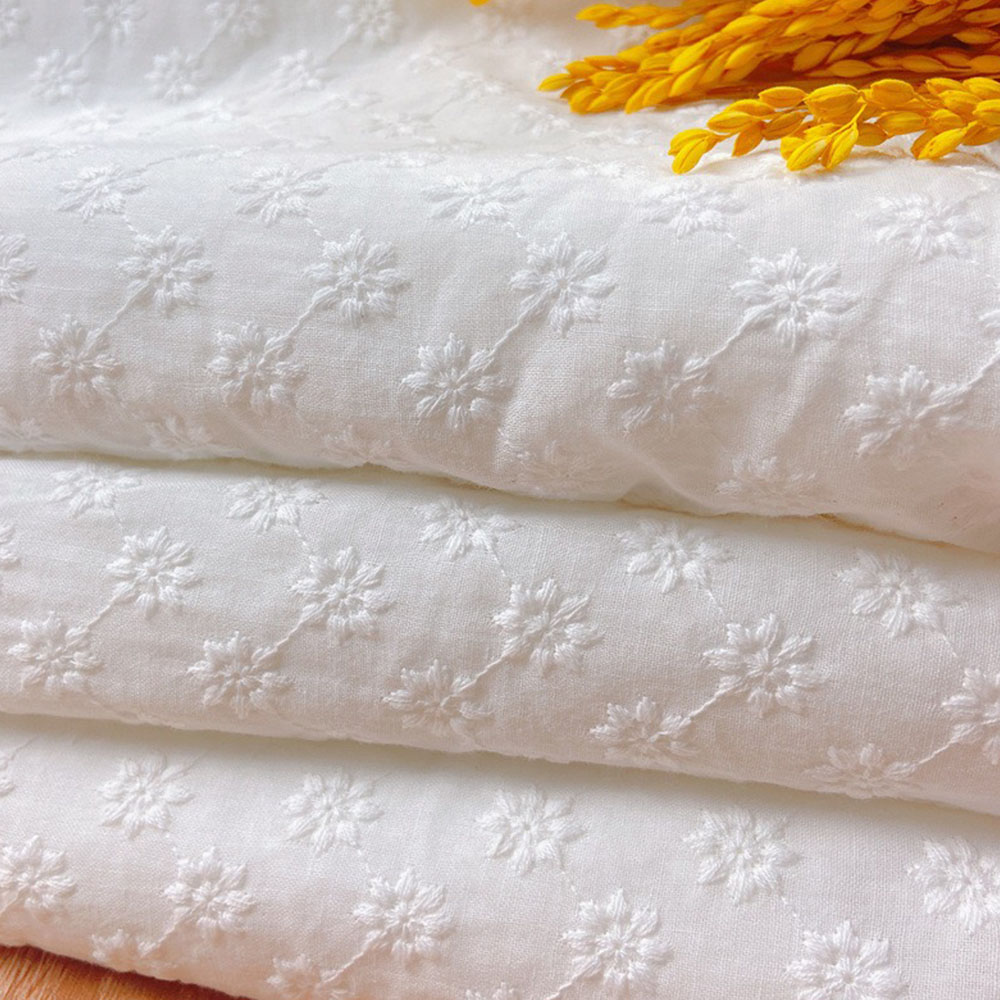Linen Fabric Natural - Мягкая тонкая белая вышитая хлопчатобумажная ткань