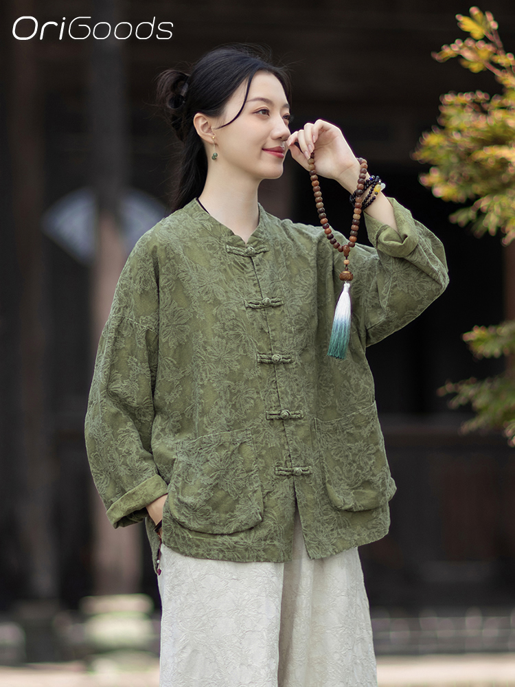 Linen Fabric Natural - OriGoods JACQUARD тканевая блузка из хлопка