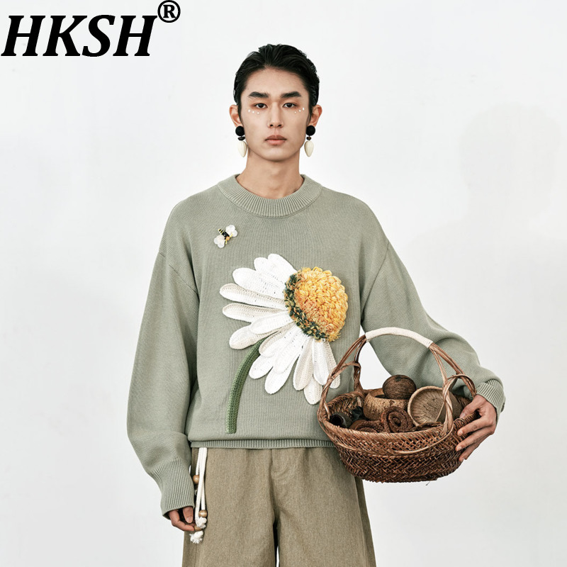 Embroidery Design 3D - Мужской свитер HKSH, весна-осень, новый, в