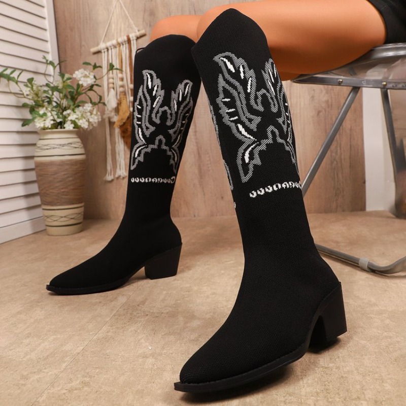 Новые женские ковбойские сапог – обзор и цена Embroidery Canvas