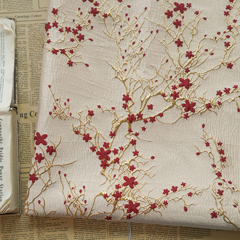 Роскошная красная жаккардовая  – обзор и цена Linen Fabric Natural