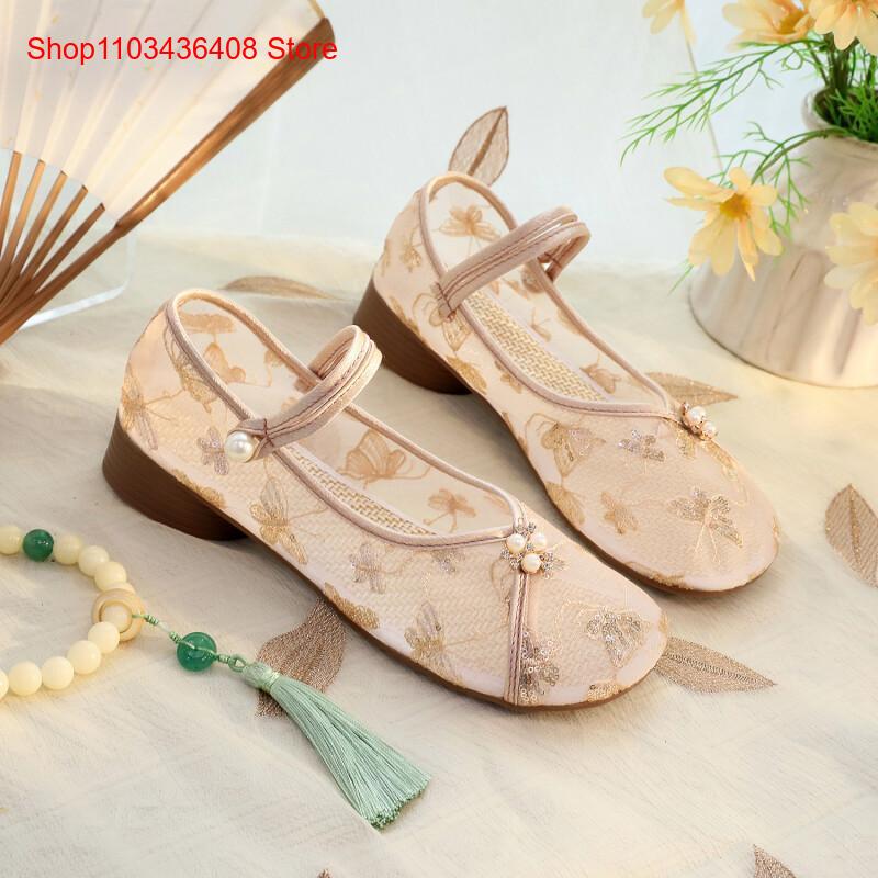 Новые сетчатые туфли на низком – обзор и цена Embroidery Shoes