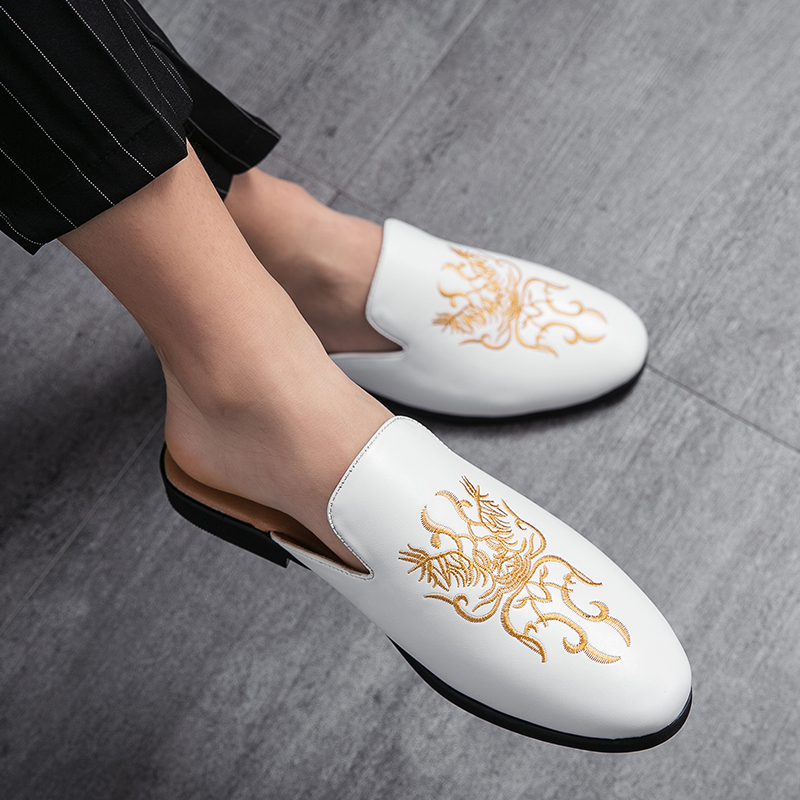 Мужские туфли без задника, кор – обзор и цена Embroidery On Leather