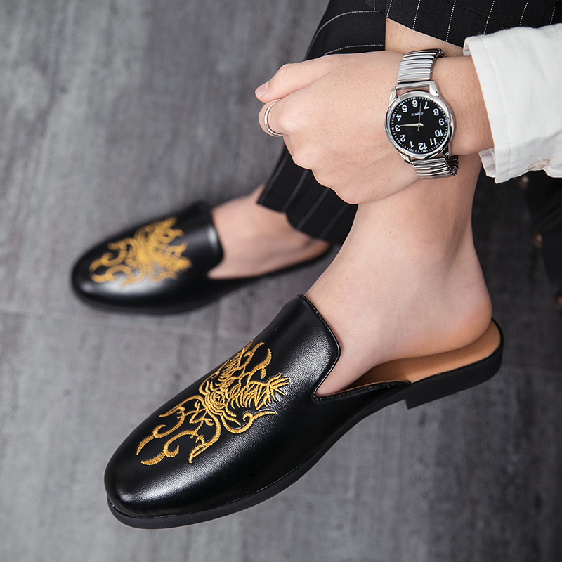 Мужские туфли без задника, кор – обзор и цена Embroidery On Leather