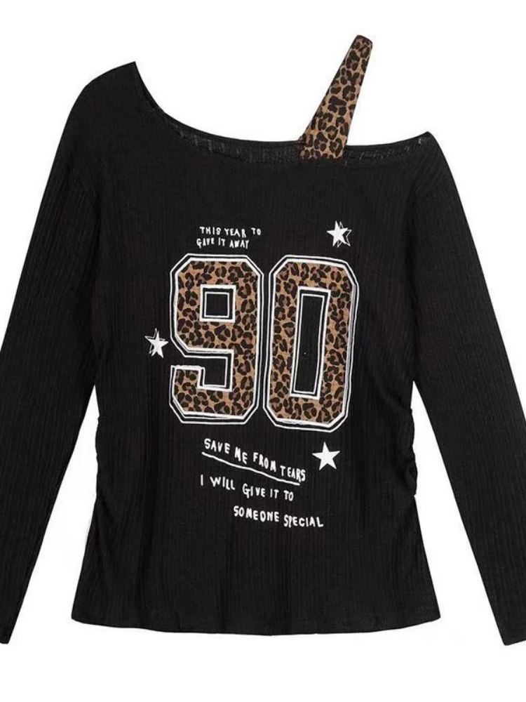 Женская футболка Y2K с леопард – обзор и цена Embroidery Fashion