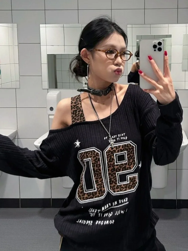 Женская футболка Y2K с леопард – обзор и цена Embroidery Fashion